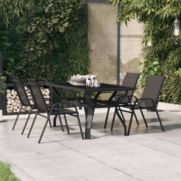 vidaXL Gartentisch Schwarz 140x70x70 cm Stahl und Glas 318768