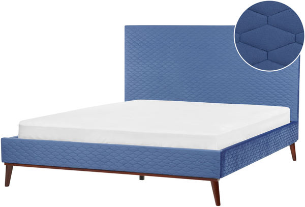 Bett mit Lattenrost BAYONNE 180 x 200 cm Samtstoff Blau