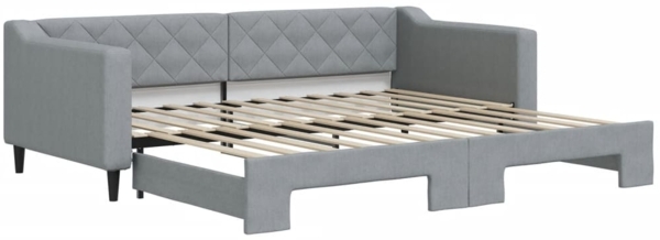 vidaXL Tagesbett Ausziehbar Hellgrau 90x200 cm Stoff 3197426