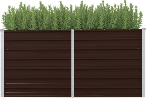 DELUKE® Hochbeet für Garten OSKAR Braun 160x40x77cm Verzinkter Stahl Hochbeet Metall Gartenbeet Kräuterbeet Blumenbeet Beet hoch Frühbeet für Garten Gemüsebeet Bild 3