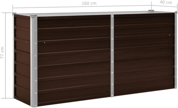 DELUKE® Hochbeet für Garten OSKAR Braun 160x40x77cm Verzinkter Stahl Hochbeet Metall Gartenbeet Kräuterbeet Blumenbeet Beet hoch Frühbeet für Garten Gemüsebeet Bild 2