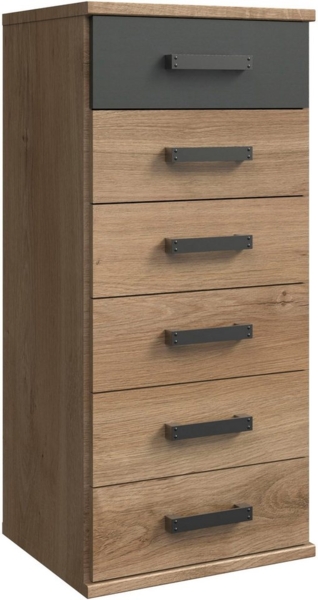 Schubkastenkommode 2 CORK Plankeneiche graphit industrial, ca. 46/103/40 cm