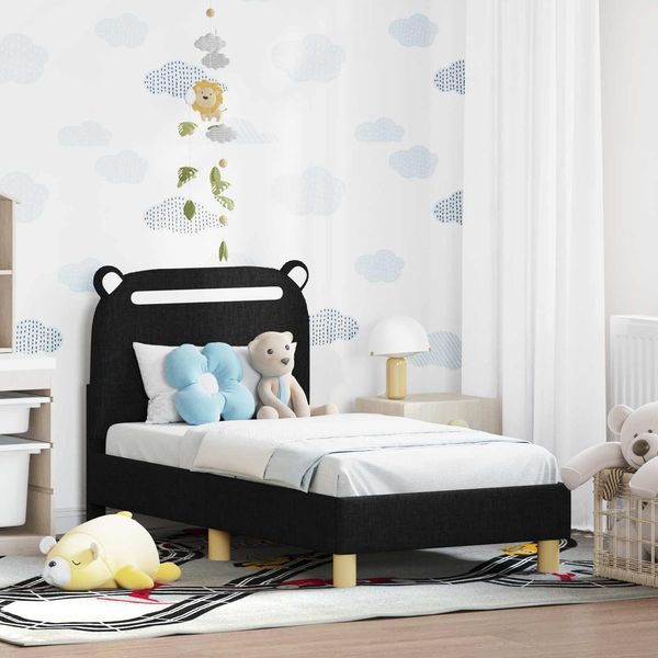 vidaXL Kinderbettgestell mit Kopfteil Schwarz 70 x 140 cm Stoff 42011206