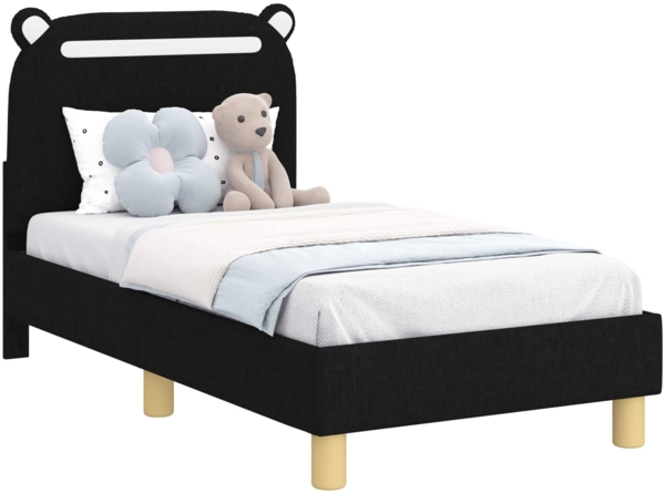 vidaXL Kinderbettgestell mit Kopfteil Schwarz 70x140 cm Stoff 42011206