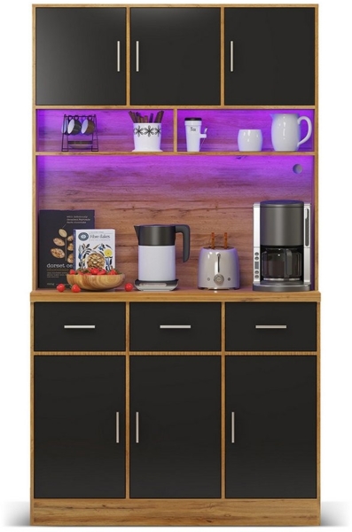 XDeer Buffet Sideboard mit LED-Beleuchtung Fernbedienung Schubladen Verstellbaren Buffet Schrank Anrichte Beistellschrank Bild 1