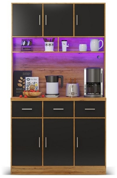 XDeer Buffet Sideboard mit LED-Beleuchtung Fernbedienung Schubladen Verstellbaren Buffet Schrank Anrichte Beistellschrank Bild 4