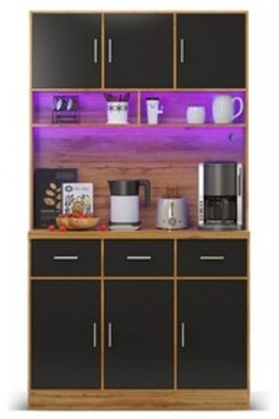 XDeer Buffet Sideboard mit LED-Beleuchtung Fernbedienung Schubladen Verstellbaren Buffet Schrank Anrichte Beistellschrank Bild 6