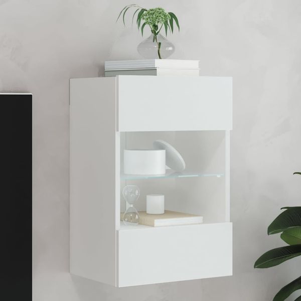 vidaXL TV-Wandschrank mit LED-Leuchten Weiß 40x30x60,5 cm 837078