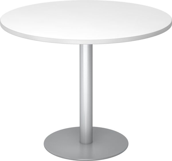 Besprechungstisch STF10 100cm Ø rund Weiß Gestellfarbe: Silber