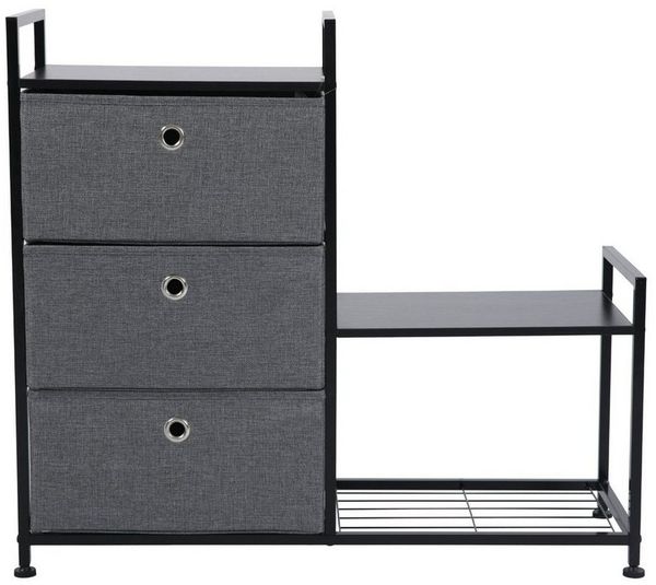 SVITA Sideboard RUNA, Metall-Regal, Schuhregal, Aufbewahrung, Stoffschubladen, Schwarz/Grau
