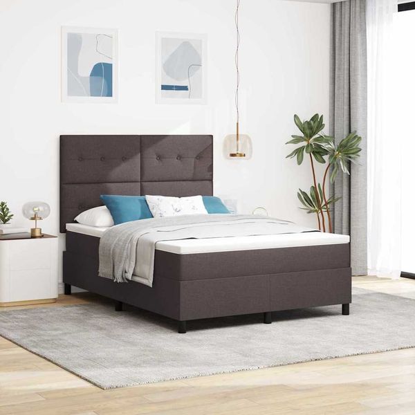 vidaXL Boxspringbett mit Matratze Dunkelbraun 140 x 190 cm Stoff 3339388