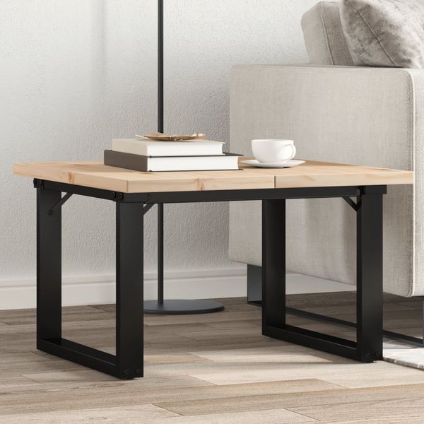vidaXL Couchtisch O-Gestell 70x70x40,5cm Massivholz Kiefer & Stahl 3282727