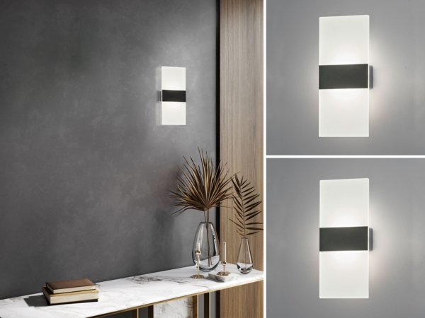 2er SET Akku Wandlampen kabellos dimmbar, Acrylglas Weiß, Breite 9,5cm