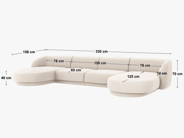 Micadoni Panorama-Sofa Miley 5-Sitzer Boucle Baloo Beige Bild 2