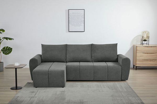 Home affaire Ecksofa Nortrud, 241 cm, L-Form, mit Schlaffunktion u. Bettkasten, Recamiere rechts / links montierbar, Feinstruktur-Bezug