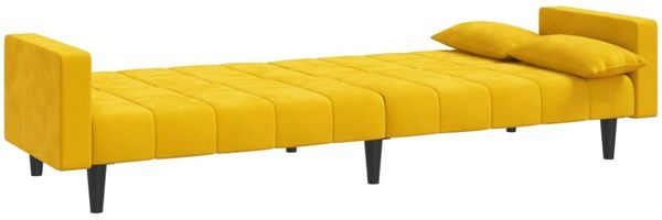 vidaXL Schlafsofa 2-Sitzer mit 2 Kissen Gelb Samt 375851 Bild 6