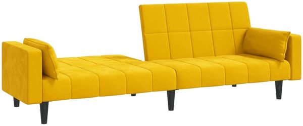 vidaXL Schlafsofa 2-Sitzer mit 2 Kissen Gelb Samt 375851 Bild 4