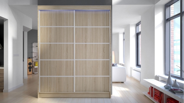 Kleiderschrank Metropolis IV, mit RGB LED Beleuchtung, Farbe: Sonoma Eiche