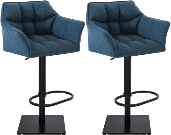 CLP 2er Set Barhocker Damaso Stoff drehbar und höhenverstellbar,blau schwarz