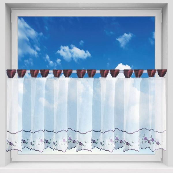 Bistrogardine mit Schlaufen ca. 150x45 cm Auswahl: weinrot - Blumen