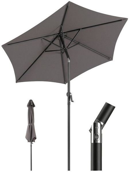 Sekey Sonnenschirm ø 200/270/300 cm Gartenschirm Rund, Marktschirm Knickbar, mit Kurbel, LxB: 200x300 cm, sonnenschirm 200cm, Neigungswinkel, für Balkon Garten, UV 50+