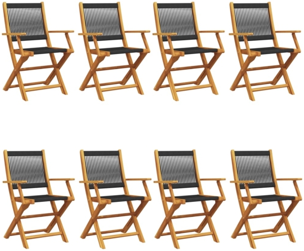 vidaXL Gartenstühle 8 Stk. Klappbar Schwarz Massivholz Akazie 3214567