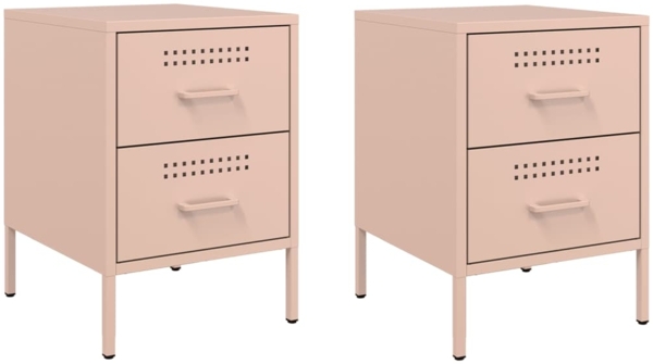 vidaXL Nachttische 2 Stk. Rosa 36x39x50,5 cm Stahl 842925