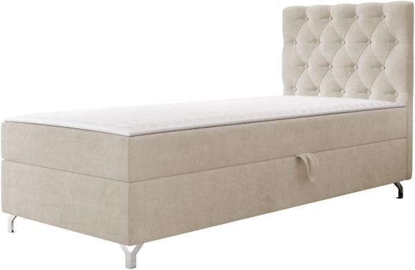 mirjan24 Boxspringbett mit H3-Matratze Cylio I  (Manila Seite: Links), beige, 80 x 200 cm