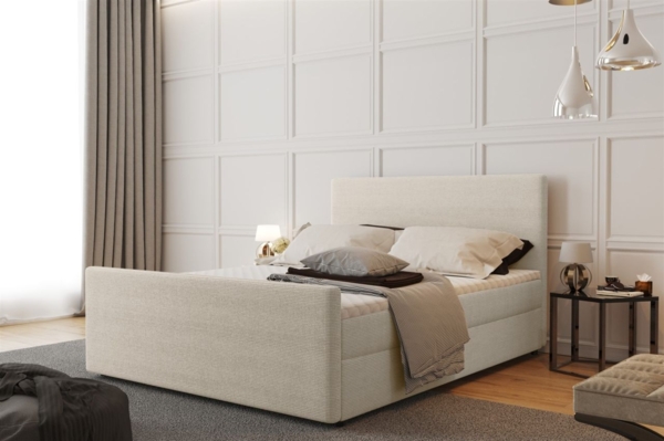 Boxspringbett Schlafzimmerbett CARO 200x200 cm Stoff Scala Beige
