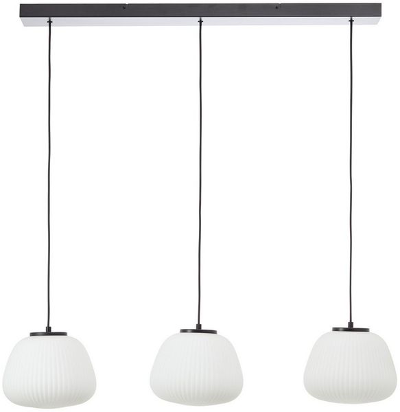 Brilliant Pendelleuchte Kaizen, ohne Leuchtmittel, 176 x 105 x 25 cm, 3 x E27, kürzbar, Riffelglas, weiß/schwarz