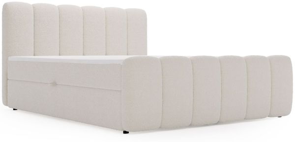 GRAINGOLD Cloud Boxspringbett 200x200, Bett mit Bettkasten, Bouclé-Stoff, mit Kopfteil, Beige Bild 2