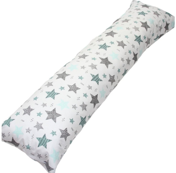 EMI & SAM Stillkissen Seitenschläfer Kissen Nackenkissen 40x145cm Ganzkörperkissen, 20L. Sterne Minze - Bezug