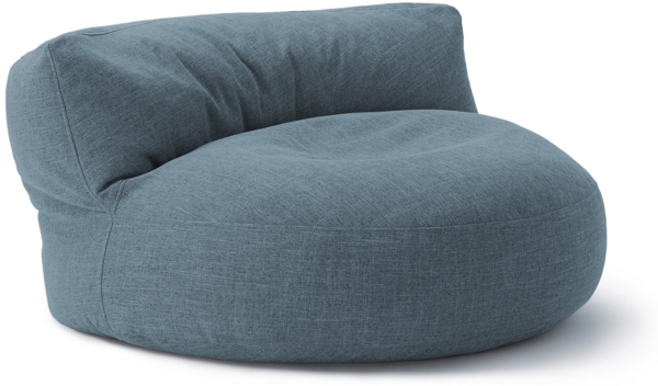 Lumaland Interior Line Sitzsack-Lounge, Rundes Sitzsack-Sofa für drinnen, 320l Füllung, 90x50 cm, Leinen Look and Feel, Aqua