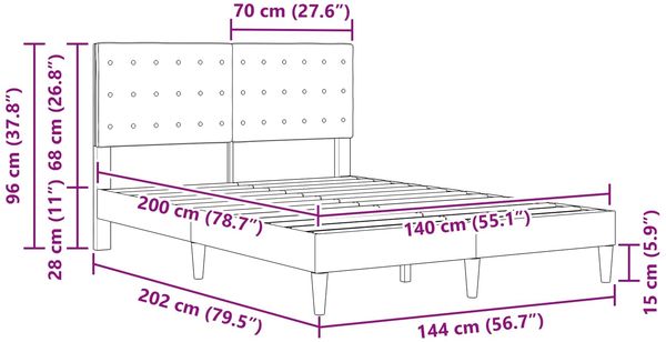 vidaXL Bettrahmen mit Kopfteil Blau 140 x 200 cm Stoff 42027802 Bild 9