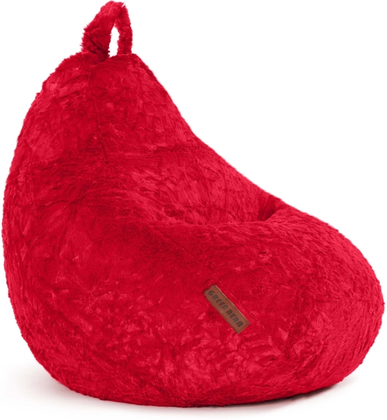 Green Bean® Plüsch Sitzsack 45x45x60cm - Indoor Sitzkissen mit 120L EPS Perlen Füllung Kuschelig Waschbar - Rot
