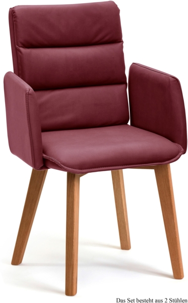 Armlehnstuhl (2er-Set) Daritsa 52x92x60 Eiche geölt/Marsala