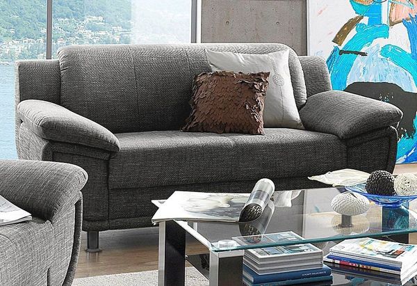TRENDMANUFAKTUR 2-Sitzer Rondo, Breite 178 cm, breite Armlehnen, Füße schwarz, Couch wahlweise mit Federkern und in verschiedenen Bezügen bestellbar