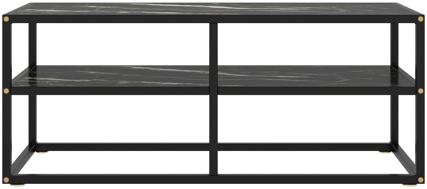 vidaXL TV-Schrank Schwarz mit Schwarzer Marmor-Optik Glas 100x40x40 cm 322858