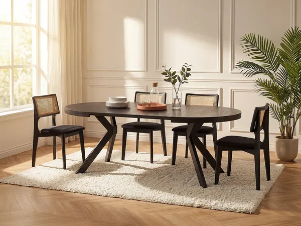 Vente-unique - KOMONI Essgruppe Holz, Platte Schwarz - B 120 cm x H 76 cm x L 220 cm170 cm120 cm