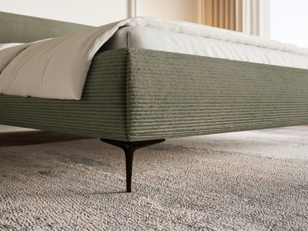 Selsey 'Roule Cord' Polsterbett 140x200 mit Cordstoff und schwarzen Füßen, Olivgrün Bild 8