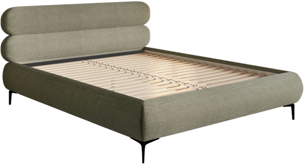 Selsey 'Roule Cord' Polsterbett 140x200 mit Cordstoff und schwarzen Füßen, Olivgrün Bild 4