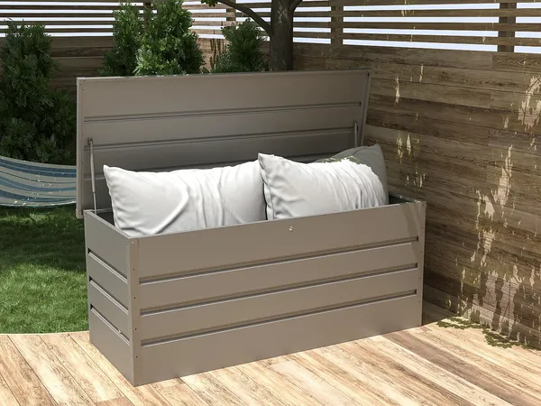 Vente-unique - TOMASO Gartenaufbewahrung Metall Grau - B 73 cm x H 72 cm x L 174 cm