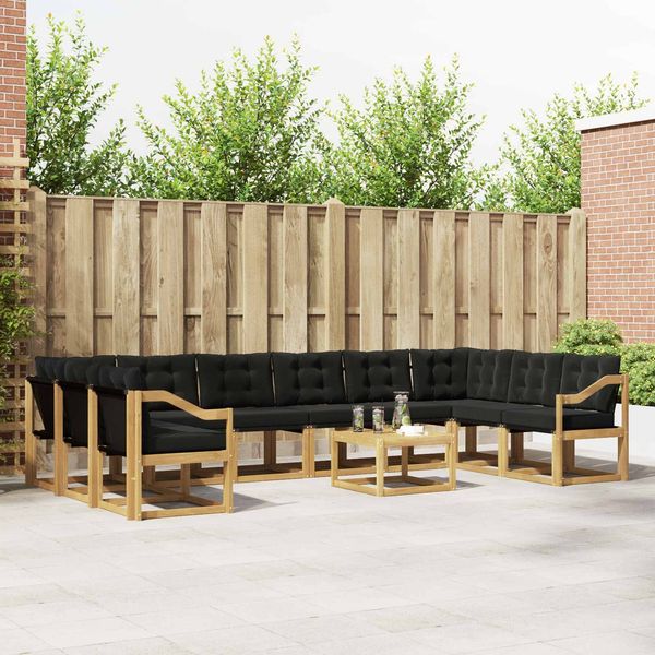 vidaXL Outdoor-Sofagarnitur mit Kissen 11 pcs Weiß und Schwarz 3389942