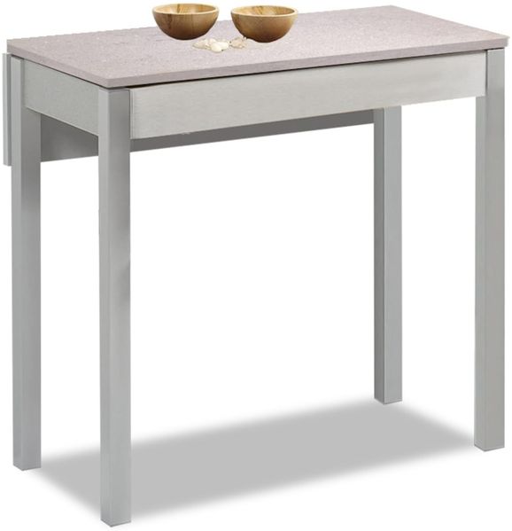 ASTIMESA - Ausziehbarer Küchentisch - mit herunterfallendem Flügel und laminiertem Deckel - Aluminiumgestell - für kleine Räume - 90x50 cm