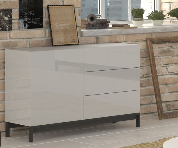 Kommode >Mercogliano< in Weiß-Hochglanz - 110x73x40cm (BxHxT)