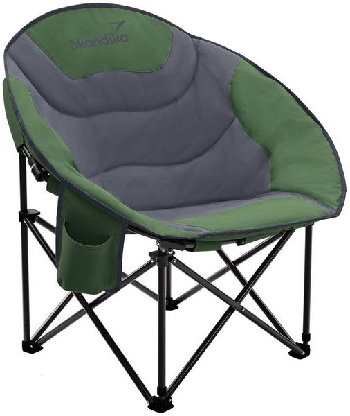 Skandika Campingstuhl Moonchair Sirkka Gartenstuhl, Faltsessel bis 150 kg, klappbar, faltbar (stabiles Rahmensystem, praktische Seitentasche), gepolstert, Tragegriff, Kühlfach, Anti-Rutsch-Füße, Mondsessel Camping