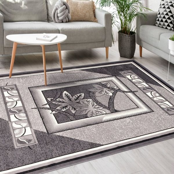 Mazovia Designteppich Modern Teppich Kurzflor Wohnzimmerteppich Robust und pflegeleicht GRAU, 80 x 150 cm, Fußbodenheizung,Allergiker geeignet,Farbecht,Pflegeleicht,Geometrisch