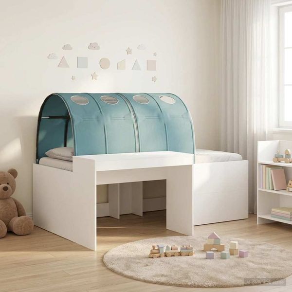 vidaXL Bett mit Tunnel 4 pcs Weiß und Hellblau Holzwerkstoff 3423666
