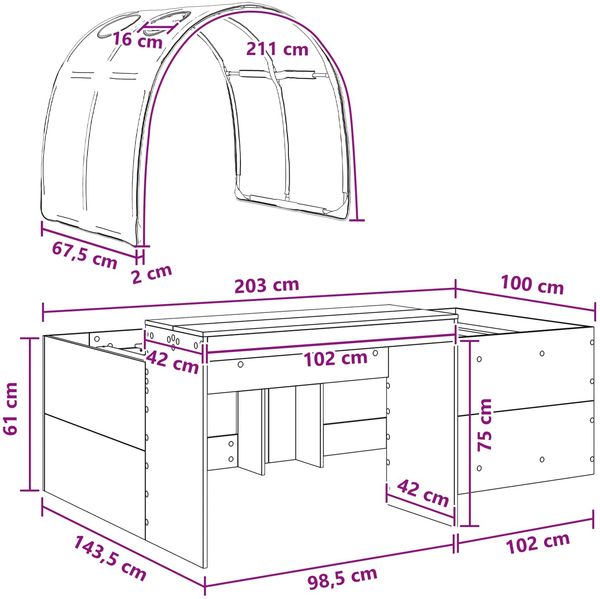vidaXL Bett mit Tunnel 3 Stk. Weiß und Hellblau Holzwerkstoff 3423666 Bild 11