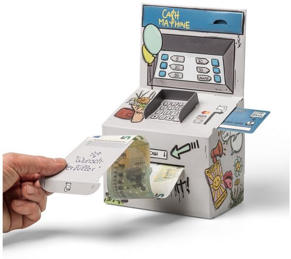 SURPRISA Geschenkbox Geld-O-Mat Geldgeschenk Verpackung – Kreatives DIY Geldautomat, für Geldgeschenke zum Geburtstag, Hochzeit & besondere Anlässe